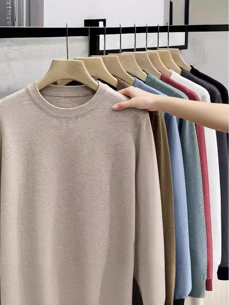 Herren Pullover mit Rundhalsausschnitt, einfarbig, aus Wolle, 2026 - Neue lässige Strickware für Herren