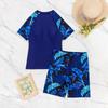 Women's Slimming Tummy Control Short Sleeve Tankini Swimsuit with Solid Color and Print Patchwork
