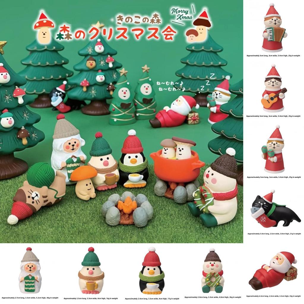 Christmas Resin Art Toys With Festive Mushroom And Cat Designs For Gift Giving