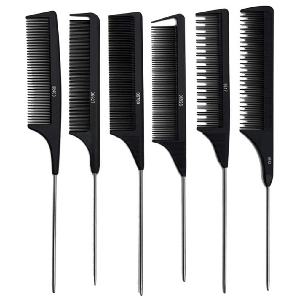 Peigne de coiffure professionnel antistatique à queue pointue, brosse de teinture pour cheveux, peigne à aiguille en acier pour barbier, accessoire de barbier
