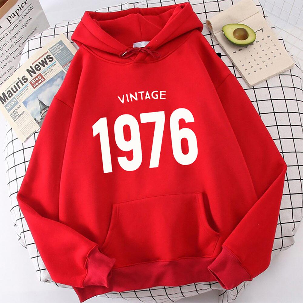 Hot Vintage 1976 Printed Women And Men Hoodies Loose Pullover Hooded Plus Size Autumn And Winter Long Sleeve Couple Sweatshirt