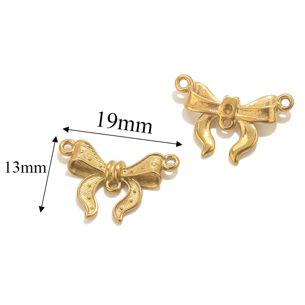 5 szt. Zawieszki ze stali nierdzewnej z podwójnym otworem do łączenia do bransoletek, naszyjników, tworzenia biżuterii DIY, zawieszki z łącznikiem w kształcie serca, kokardy, złote zawieszki