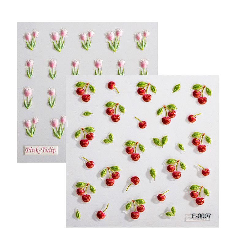 Tulip Embossed Nail Sticker DIY Cherry Nail Sticker