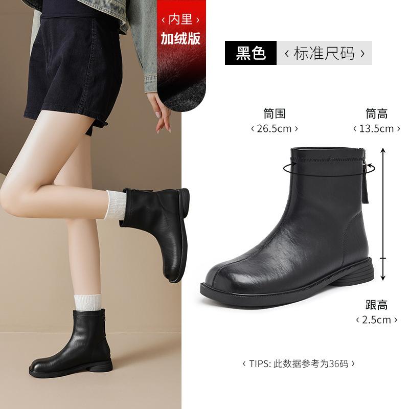 Augustine Black Short Boots Women's 2025 New Autumn Retro Thin Boots British Style Martin Boots Spring and Autumn Single Boots