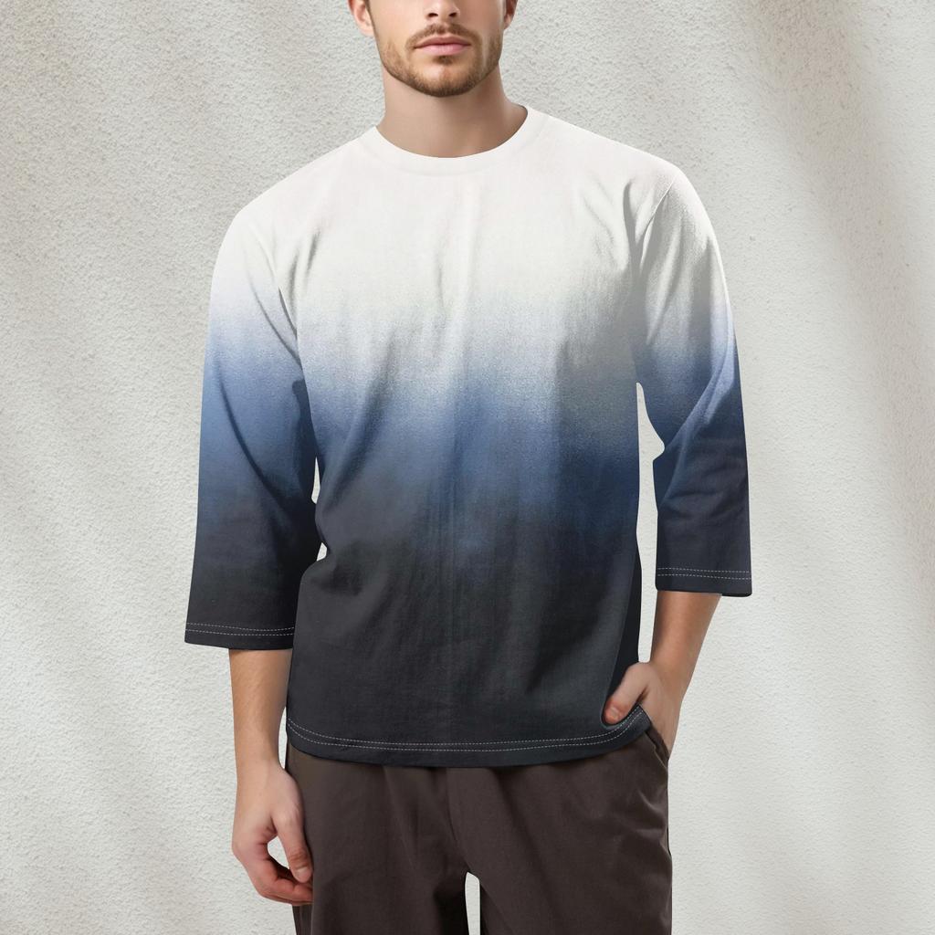 Men's Fashion Printed Round Neck 3/4 Sleeve Tops T-Shirt