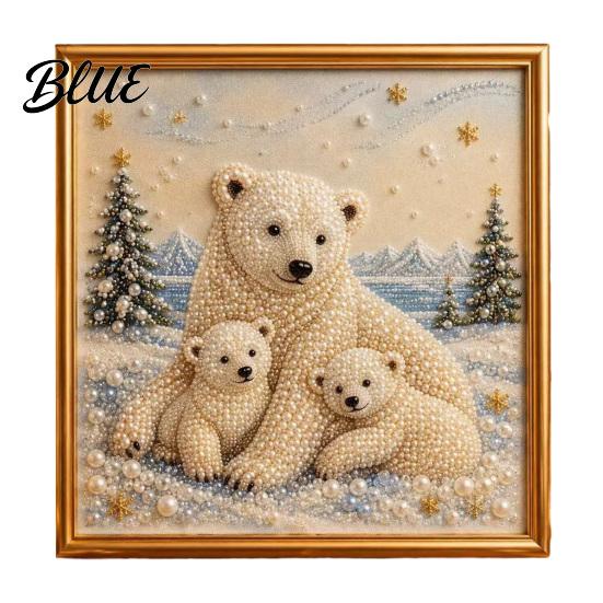 Christmas Gem Art DIY Faux Pearl Kit Winter Scene Painting Wall Decoration 3D Sparkling Animal Craft Kit for Adults Holiday Decor Supplies