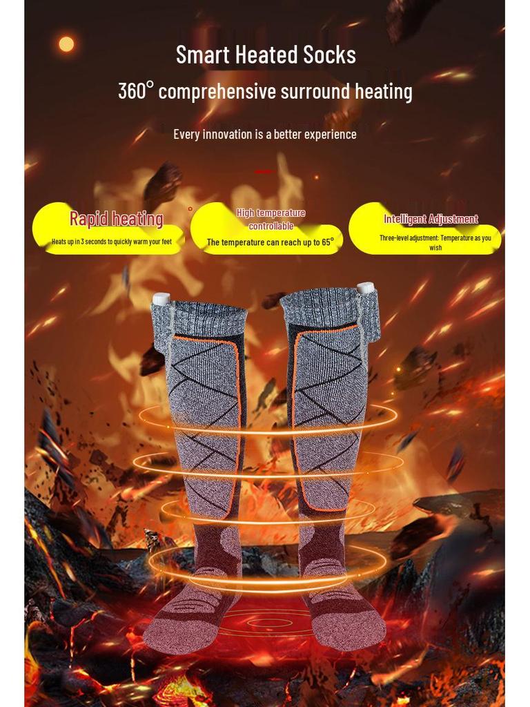USB Ładowane Skarpety Narciarskie z Ogrzewaniem na Całą Stopę