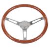Volante Completo Classico 380mm 15 pollici Impugnatura in Noce 3 Razze Rivettato 6 Fori Modifica Universale Marrone