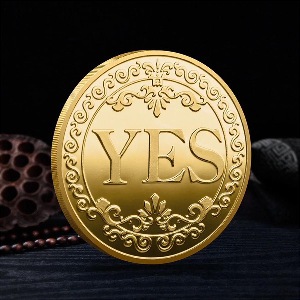 Yes or No Prediction Decision Coin Gothic Double Sided Relief Plating Commemorative Coins Creative Skull Divination Collectibles