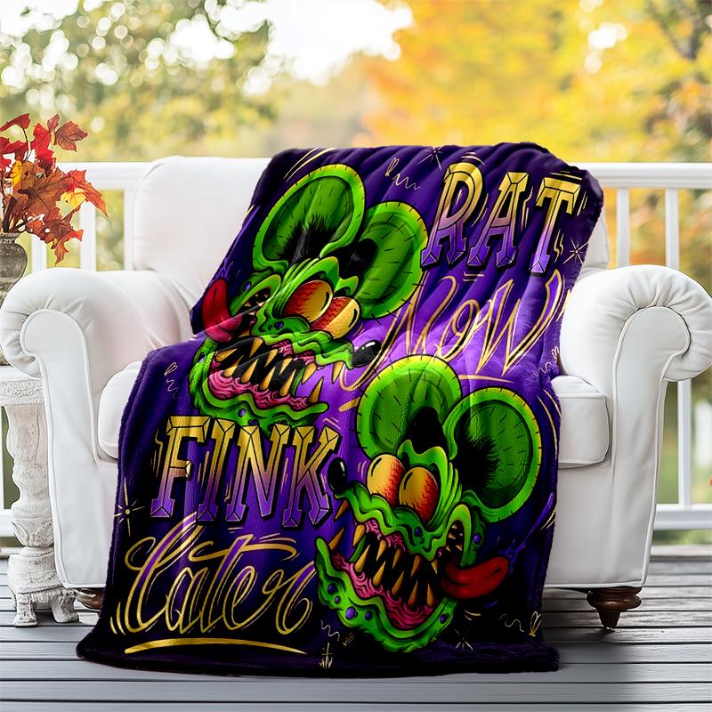 Rat Fink Power Flannel Blanket Soft All-Season Throw, Design for Camping, Car Travel, Hiking Sofa, Bed, Office Perfect Gift for Parties