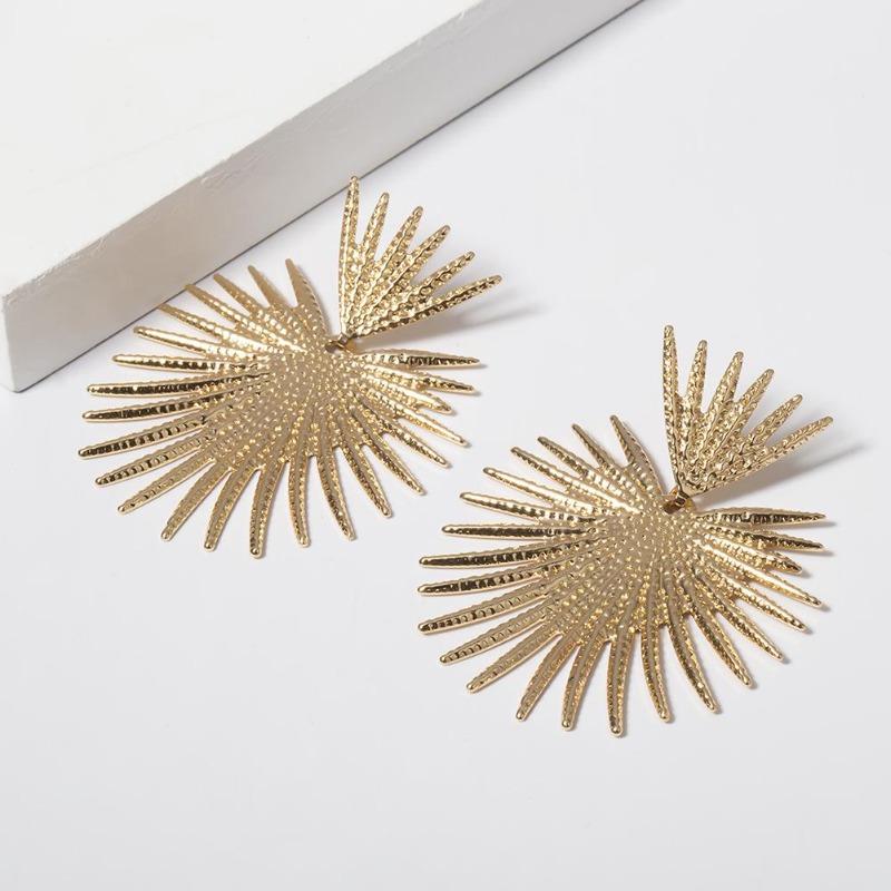 Shape Fan Stud Vintage Heart Ear Earrings Statement Party