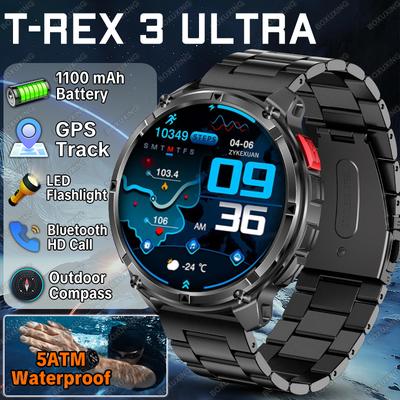 Neue T-Rex3 Ultra 1100mAh Batterie Smartwatch Herren 1,7" Bildschirm 5ATM Wasserdicht GPS Track Kompass Militär Sport Smartwatch