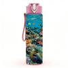 1PC Coral Reef Underwater Ocean Scene Print 750ml Color Plastic Sports Water Bottle Leakproof Flip Straw Lid Suitable for Sports Office Home Use