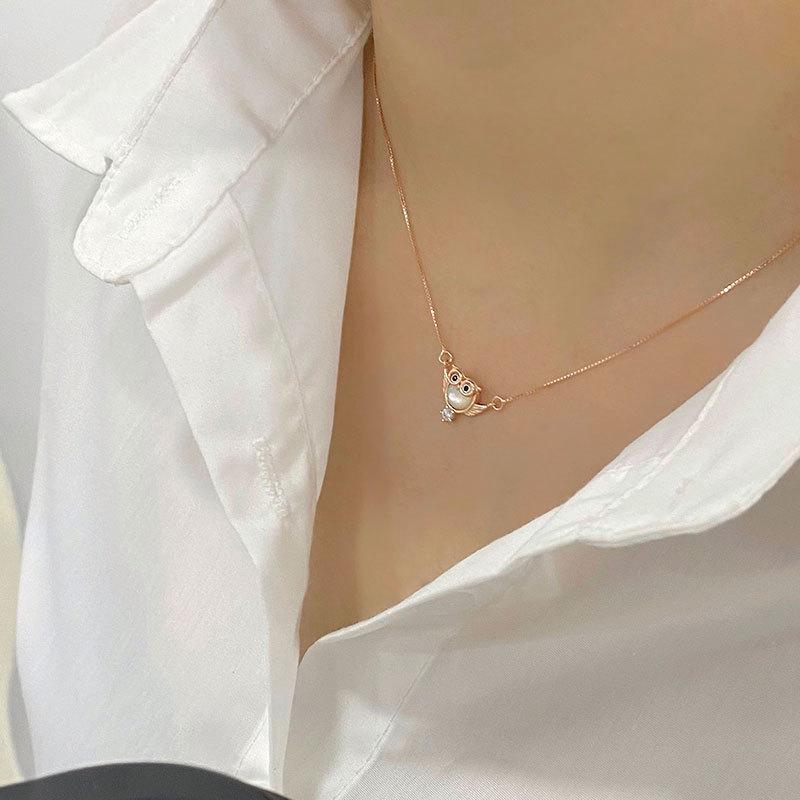 Shell Owl Necklace Cute Little Animal Collarbone Chain Temperament Versatile New Trend Niche