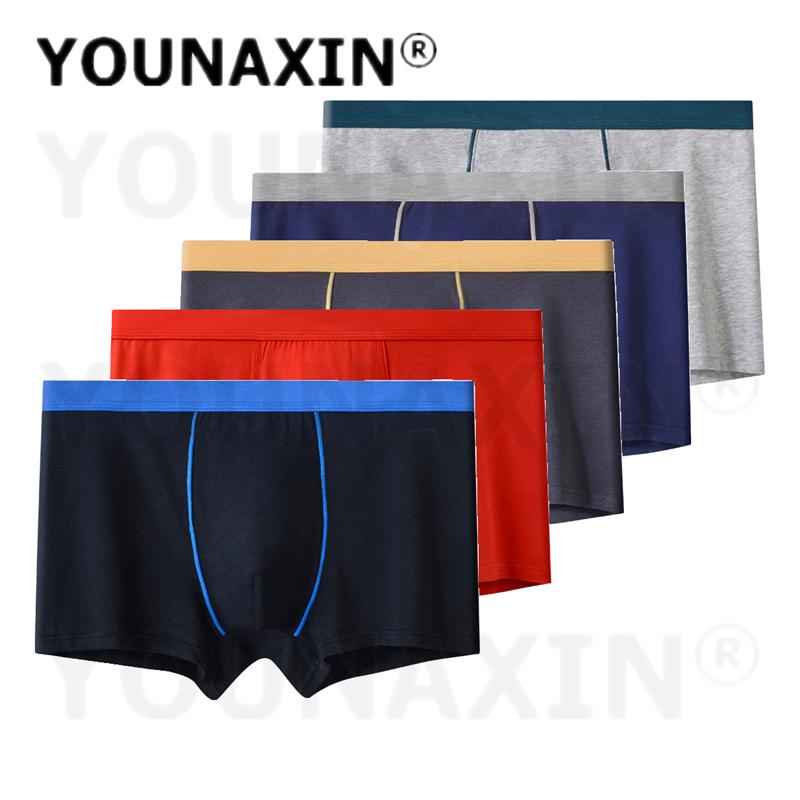 5 Pcs Men's Cotton Boxer Briefs Breathable Soft Knickers Solid Color Daily Casual Panties Big Size L XL XXL 3XL 4XL 5XL 6XL