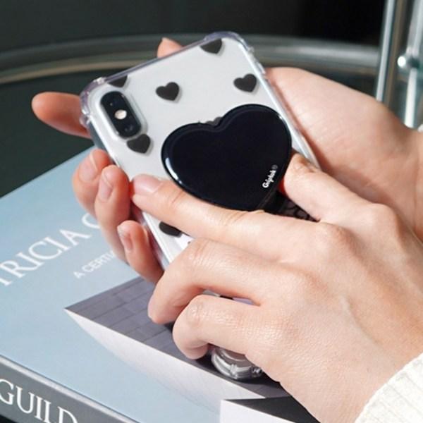 GripTok Schwarz und Weiß Herz SmartTok, Jet Black, 1 Stück