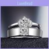 Elegant Korean Style Adjustable Couple Rings With Platinum Plating For Wedding