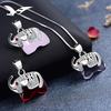 Silver Elephant Pendant Artificial Crystal+Zirconia Inlaid for Necklace Collarbone Chain(not Include Chain)
