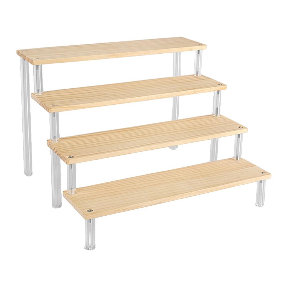 Acrylic Display Rack Wooden Ladder Rack Cosmetics Storage