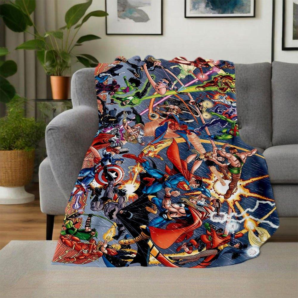 Marvel vs DC: Epic Heroes Battle Comic Book PosterBlanket Flannel Throw Blanket for Sofa, Bed, Travel, Camping, Office, Couch, Chair