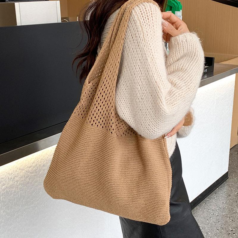 Large Capacity Shoulder Bags Fashion Women Hollow Woven Crochet Bag Knitting Handbags Eco Female Shopping Tote