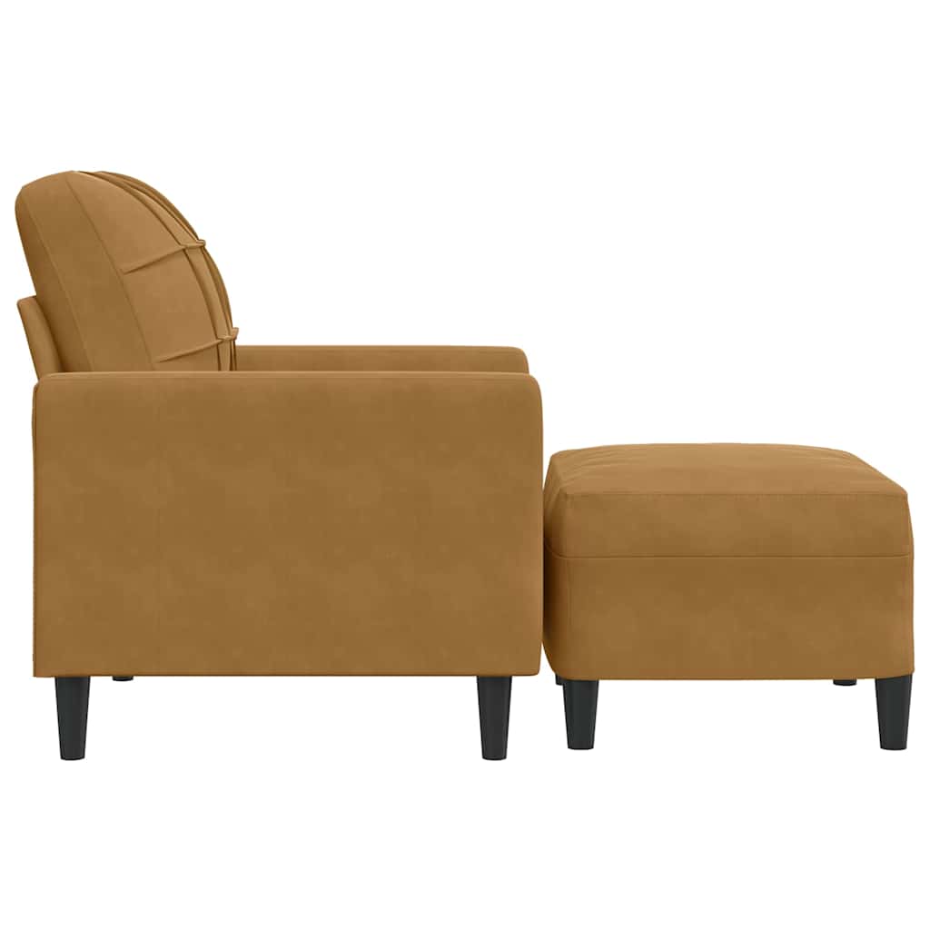 Armchair with Footstool Brown 60 cm Velvet