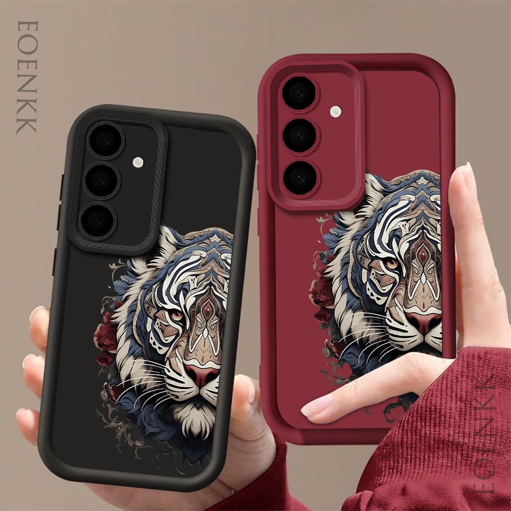 Tiger Head Phone Case For Samsung Galaxy S25 S22 S21 S24 S20 S23 FE Note 20 Plus Ultra A35 A15 A25 A55 Silicone Protect Cover