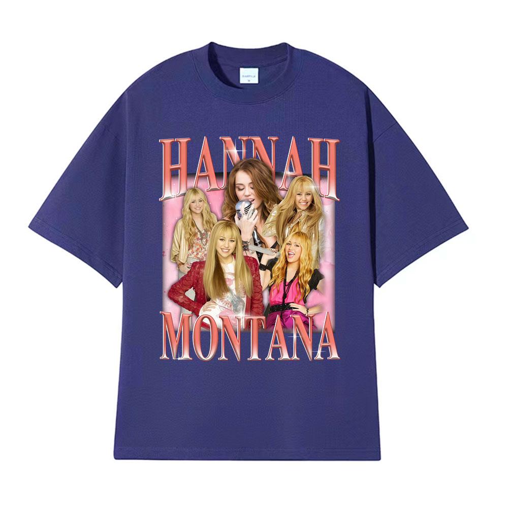 Hannah Montana Vintage 90s Graphic Tshirt Men Womens Clothing Aesthetic High Street T Shirts Pure Cotton Short Sleeve Tshirts