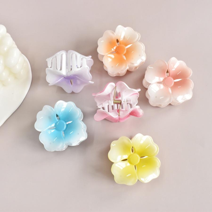 6pcs/set Ladies Gradient Color Flower Shark Clip Spring/Summer New Thick Hair Thin Hair Use Holiday Gifts for Leisure