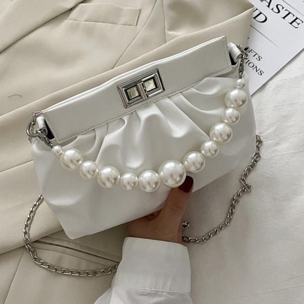 Fashion Pearl Chain Handbag Womens Cross Body Shoulder Bag High-quality Soft Leather Female Bag Handbag Fashion Accessories