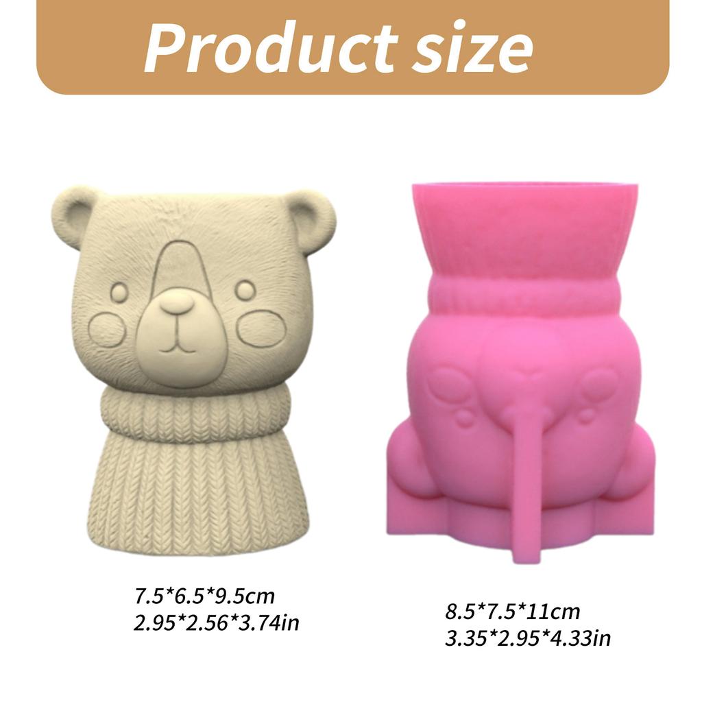 Moule Pots de Fleurs Ours 3D Moules Résine Époxy Porte-Stylo Porte-Bougie Jardinière en Ciment Moule en Silicone Décorations pour la Maison