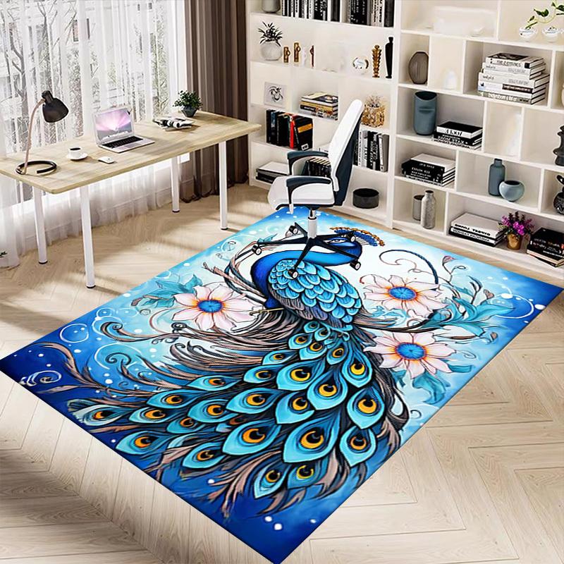 1PC Peacock Flowers Extra Large Non Slip Floor carpet, Office, family, Studio   Large Area Rug Indoor Rugs, Bold Statement Piece