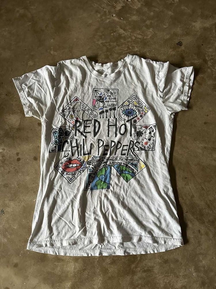 Винтажная белая футболка унисекс с логотипом группы Red Hot Chili Peppers S5XL BB149 M