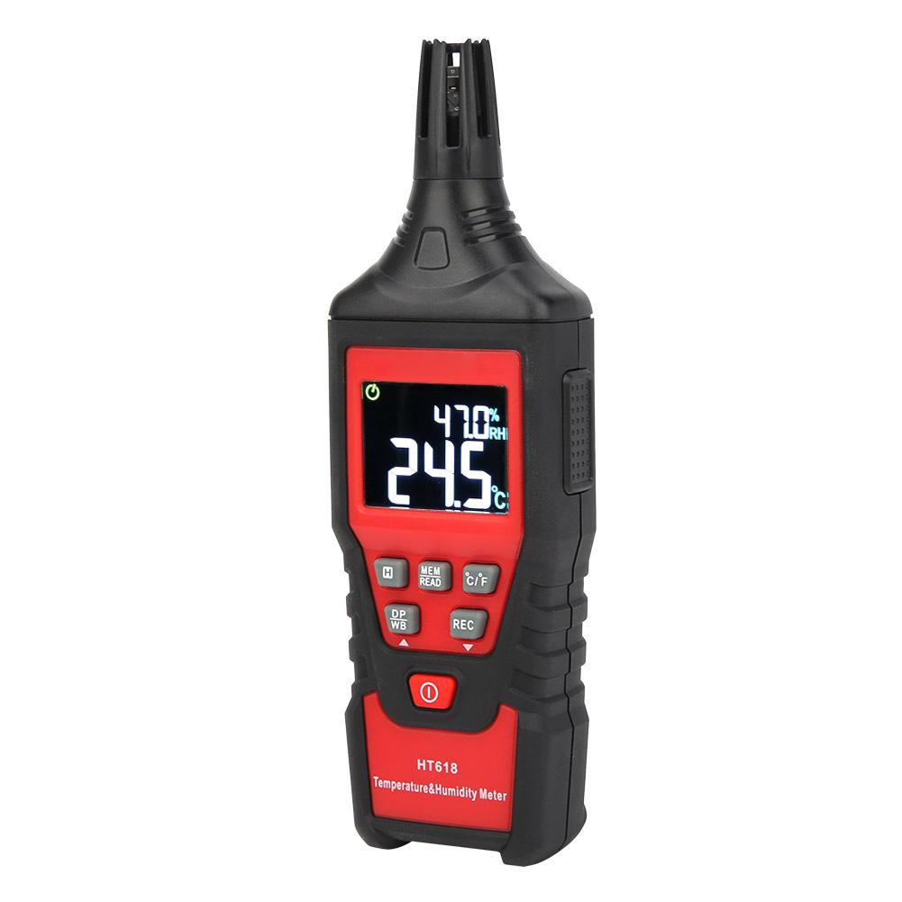 Temperatur-Feuchtigkeitsmesser Digital Hohe Genauigkeit Empfindlichkeit Tragbar Duales LCD-Display HT618