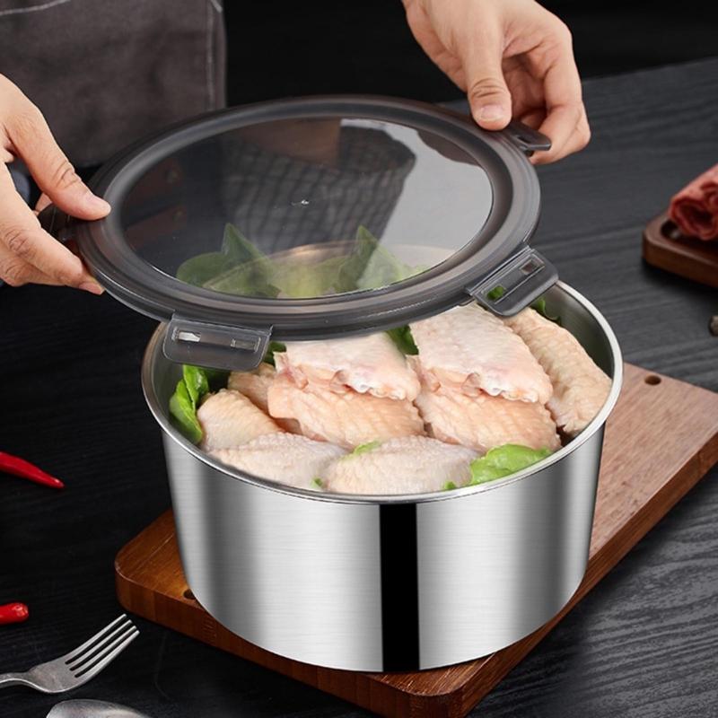 Large Capacity Stainless Steel Food Storage Container Leak Proof Lunch Box with Lid Metal Crisper for Home and Office