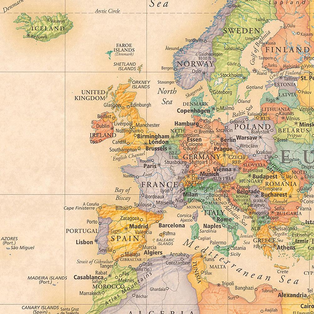 Weltkarte Wandbehang, Vintage Bildungsdeko, Horizontales Design für Klassenzimmer, Studentenwohnheim & Heimdeko, Weltkarte Wanddeko, Klassenzimmerdekoration