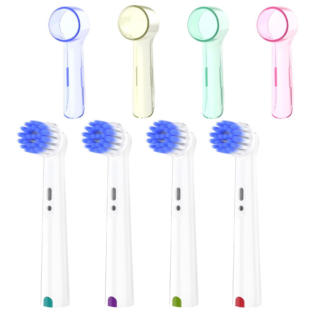 

4 Soft Replacement Brush Heads & 4 Toothbrush Head Dustproof Covers Compatible with Oral B Electric Toothbrush for 1000 500 1500