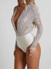 2024 Europese & Amerikaanse Diepe V Pailletten Lange Mouw Jumpsuit voor Dames