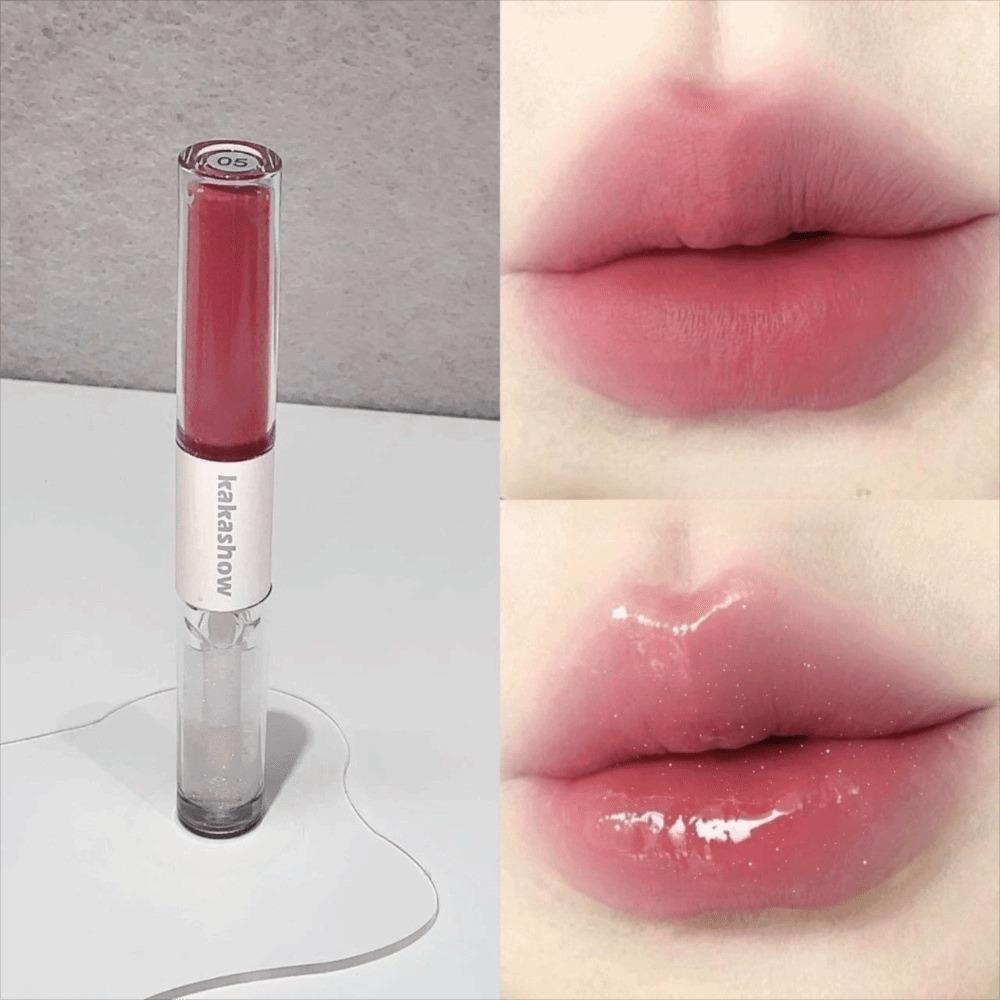 Sexy Water Crystal Double Head Lip Gloss Long Lasting Dewy Glossy Makeup Lip Stick Mirror Non Stick Liquid Lipstick Beauty