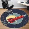 1pc Rocket Moon Office Round Area Rug, Indoor Mat Suitable For Office, Under Office Chairs Bedroom Living Room Home Decor, Room Deco