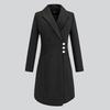 Tluoman Women's Black Wool Blend Mid-Length Padded Overcoat