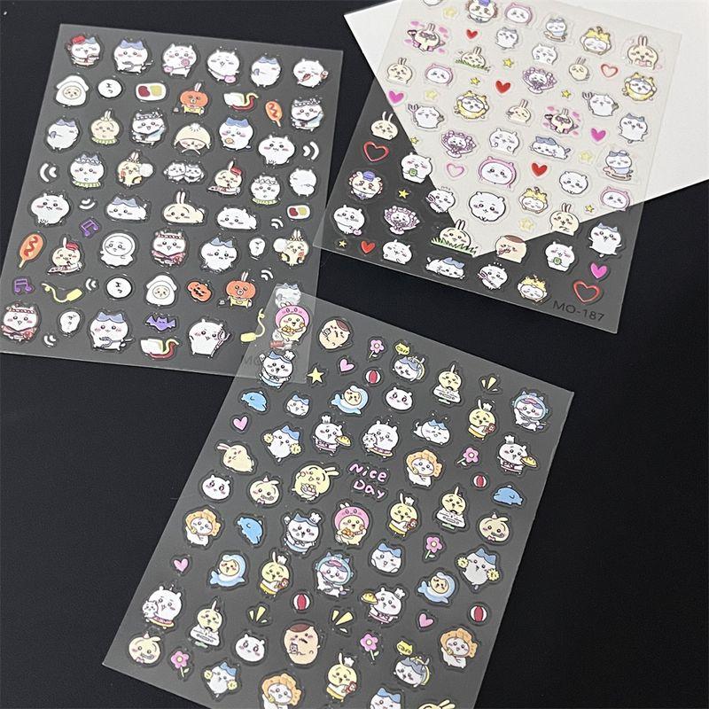 

New Arrival Giica Wow Chiikawa Nail Sticker Cartoon Cute Good-looking 3D Relief Sticker Waterproof Jiyka Wow [Full Set of 2]]