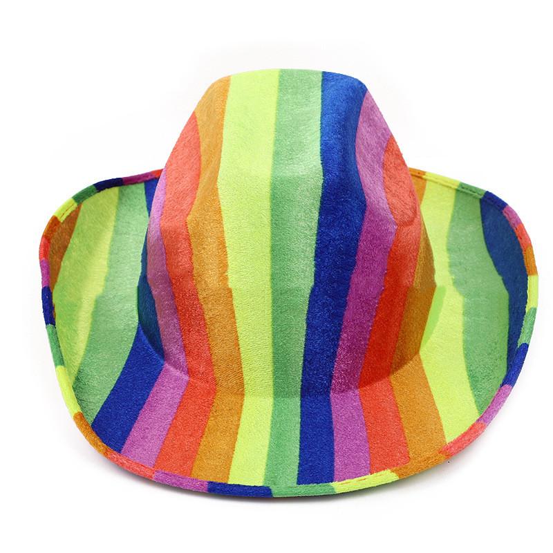 Cowboy Hat Christmas Stage Carnival Party Pink Fluorescent Colorful Cowboy Hat Compound Laser Hat Western Style Illusion