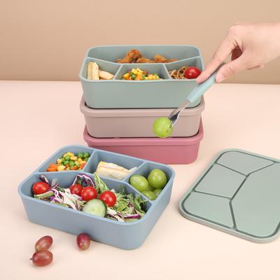 Eco Friendly Portable Reusable Sublimation Bento Box Lunch Container Adult 4 Compartment Silicone Lunch Box