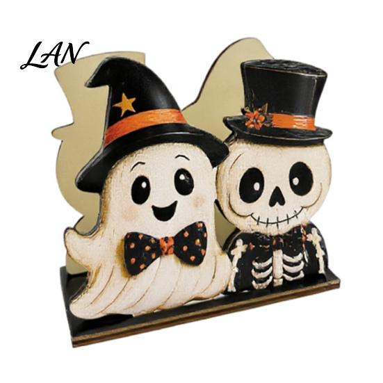 Cute Cartoon Pattern Decor Halloween Wooden Napkin Holder, Black Cat Mummy Pumpkin Table Desktop Organizer for Party, Spooky Festive Kitchen