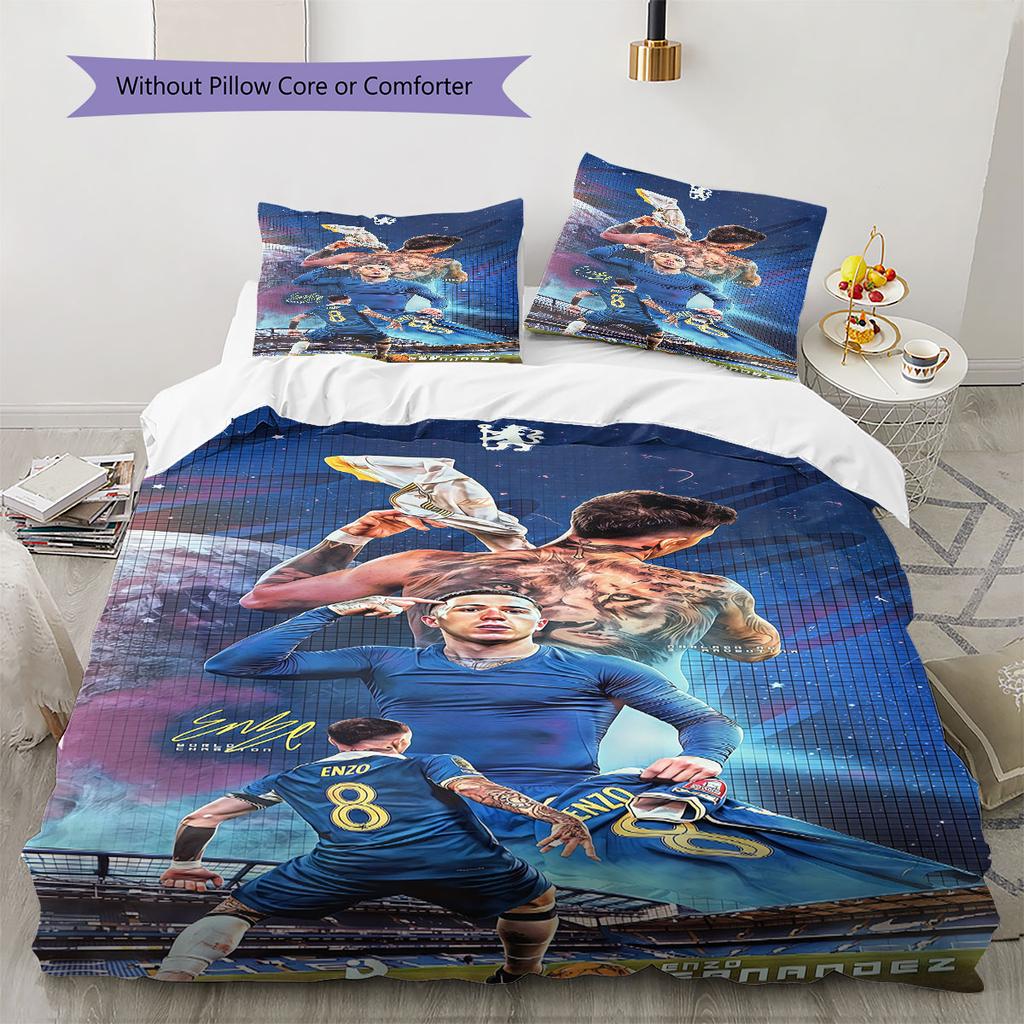 Enzo Fernández Icon Bettwäsche Steppdecke Set Bettbezug Kissenbezug Heimdekoration Geburtstagsgeschenk (1 Bettbezug + 2 Kissenbezüge, ohne Füllung)