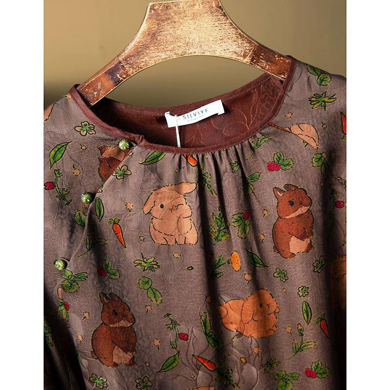 Xiangyunsha National Style Jacquard Dress: Mulberry Silk Red Cloud Gauze with Tie Waist.