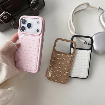 Sanfte Romantische Blumen Serie Einfarbige Leder Stoßfeste Schutzhülle für iPhone 17 16 15 14 Pro Max