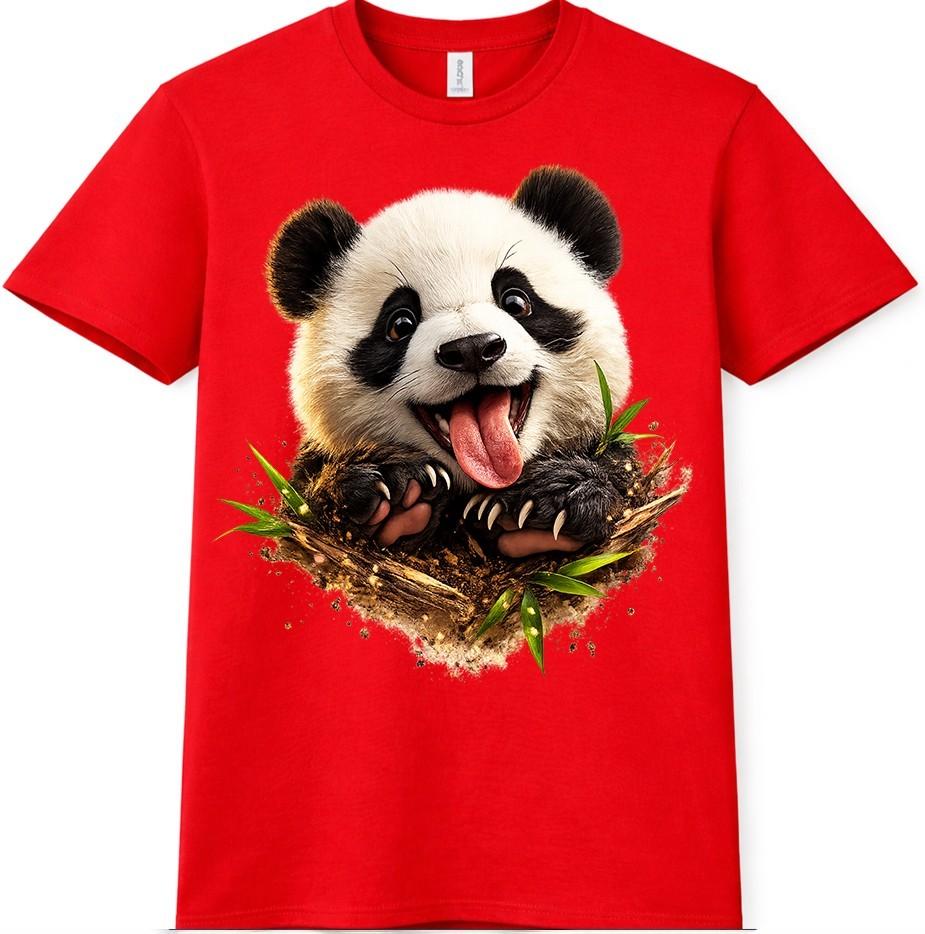 Cute Baby Panda T Shirt Adorable Cartoon Bear Graphic Tee Kawaii Animal Top 4XL