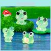 Adorable Glowing Frog Figurines For Car And Desk Resin Craft Decor Accessories